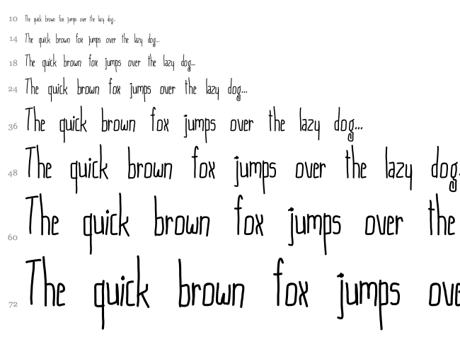 Skinny But Cute font waterfall
